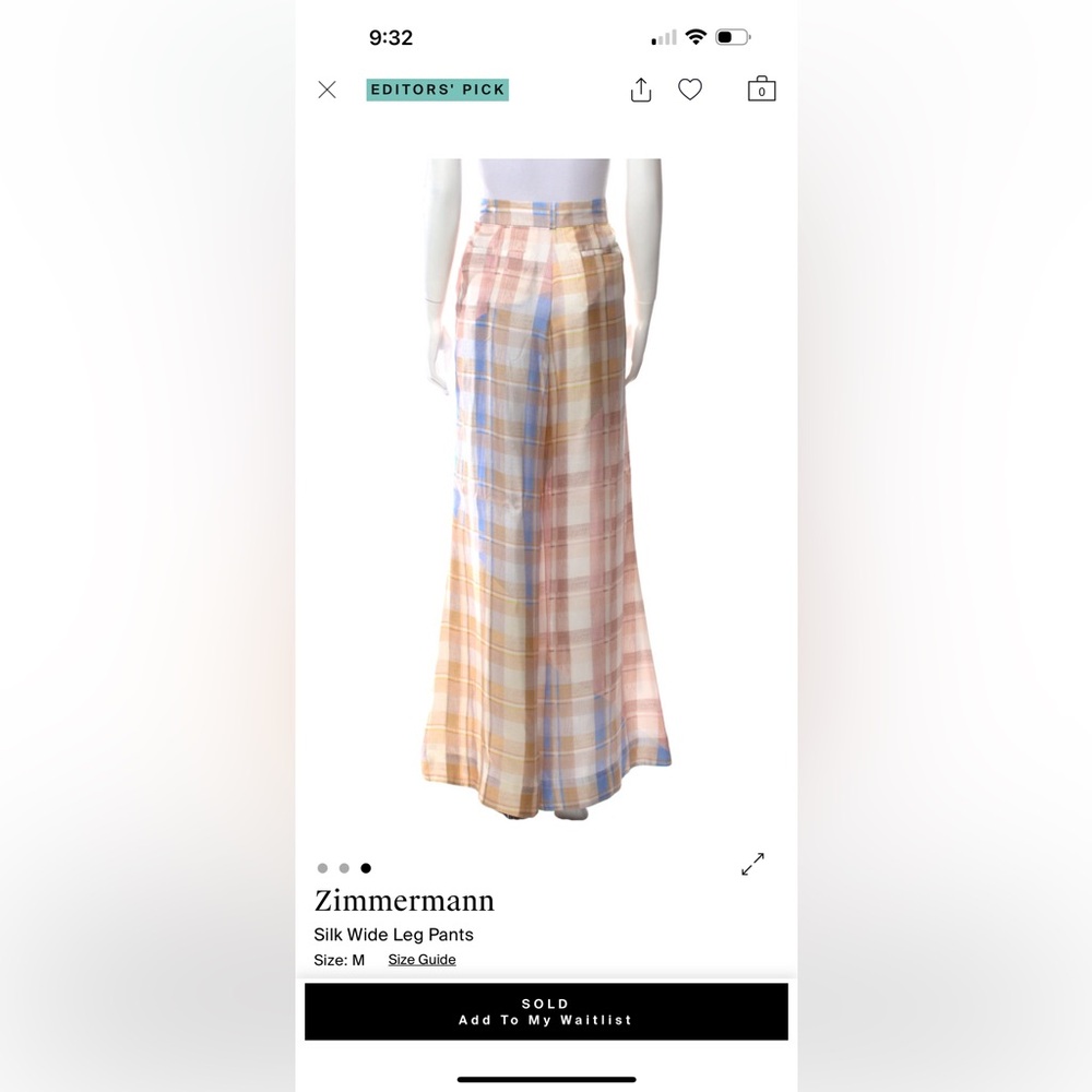 Zimmermann Pastel Plaid Silk Wide-Leg Trousers — Blue, Pink, Cream